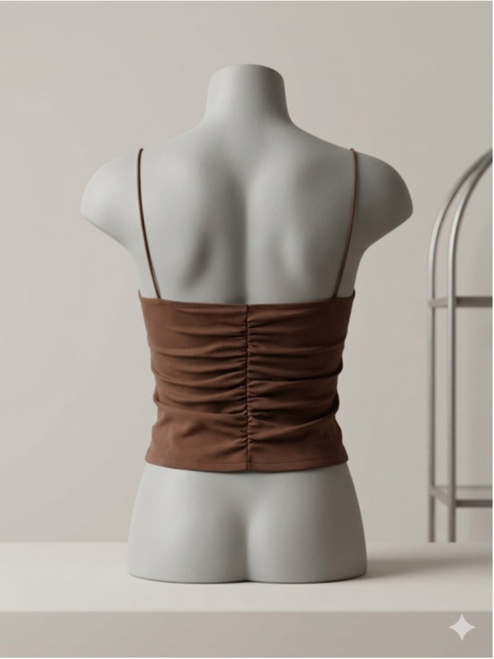 Zara Brown Ruched Spaghetti Strap Tank Top - Picture 7 of 10